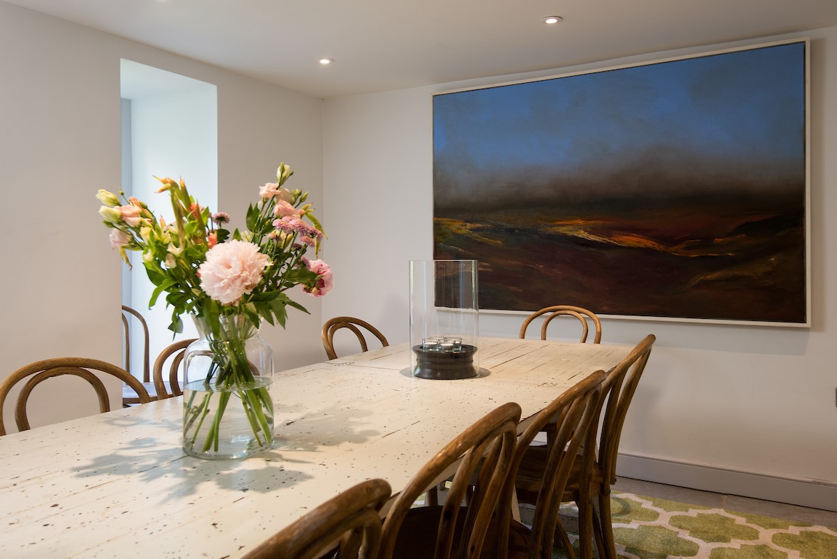 Old Purves Hall - dining room with eye-catching artwork