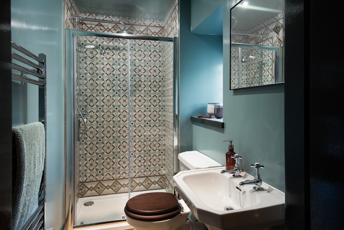 Ground floor shower room with artisan tiles