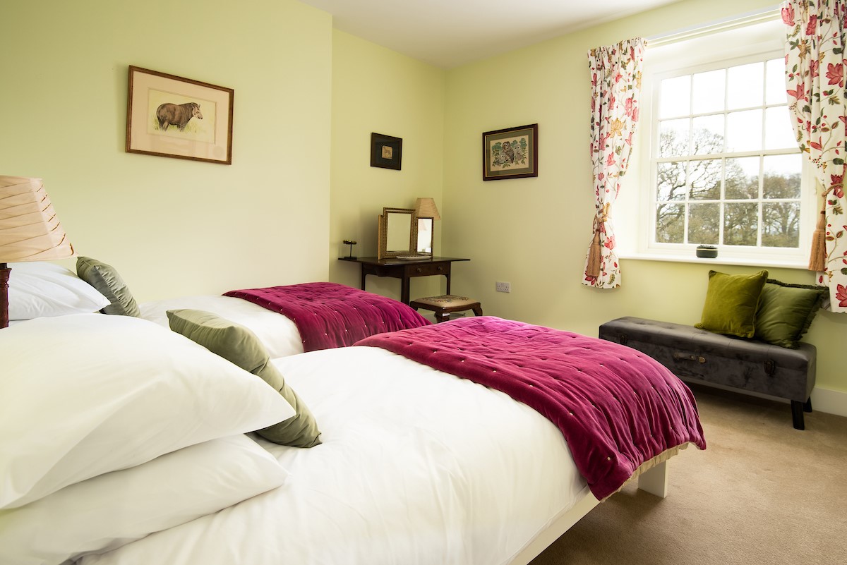 Walltown Farm Cottage - bedroom two with 3' twins which can be configured as a super king bed upon request