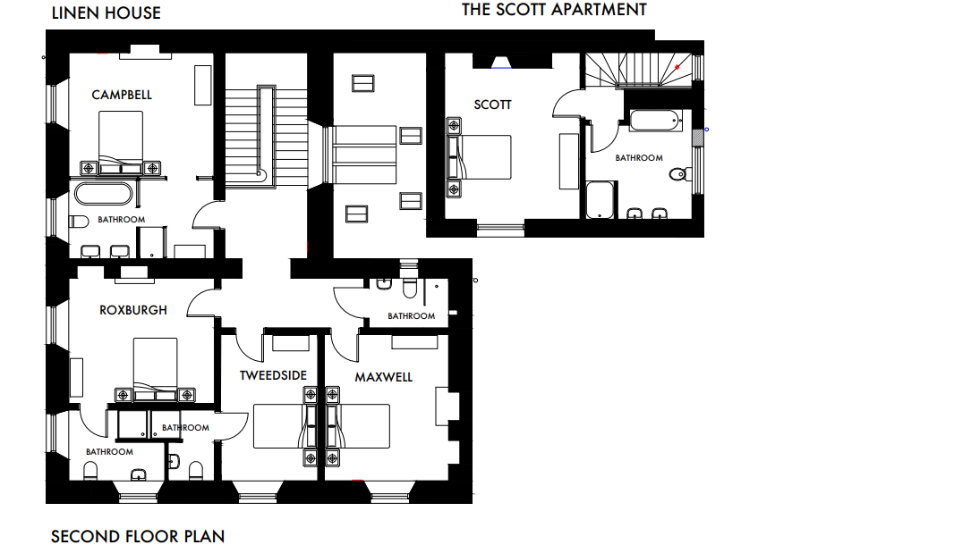 Linen House & The Scott Apartment - second floor plan