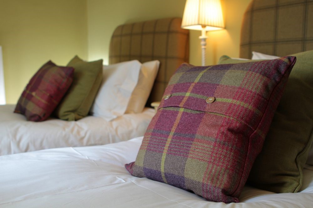 Abbey House - the tartan cushions in bedroom four
