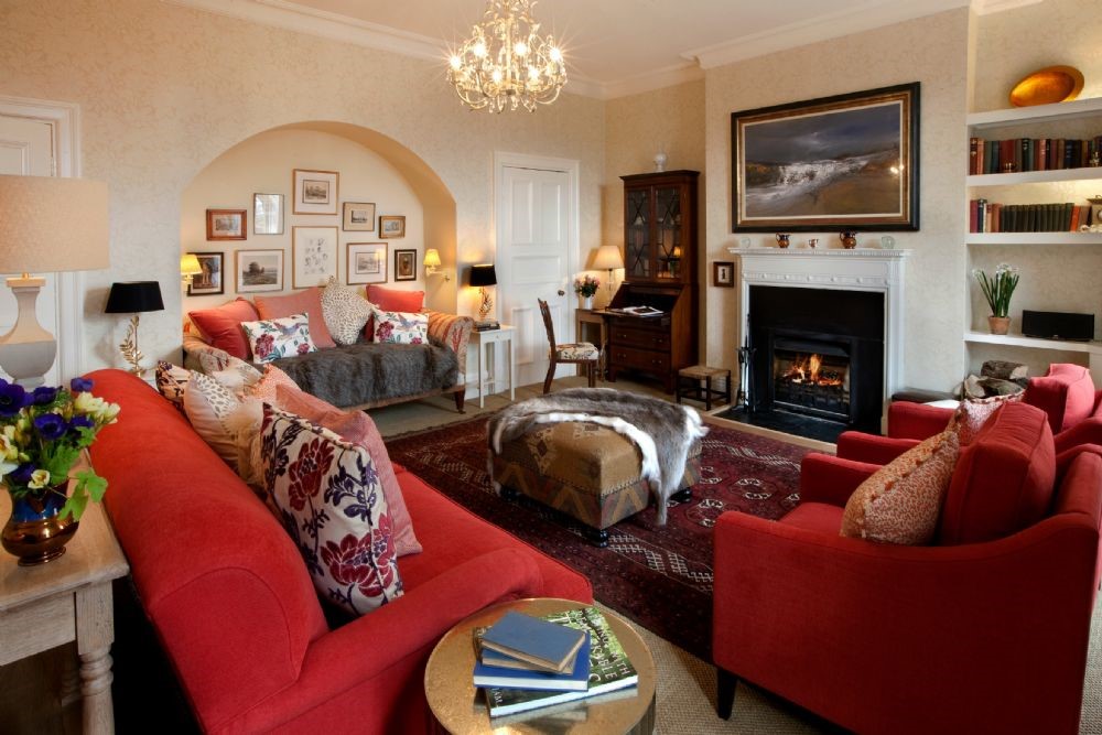 Brunton House - drawing room with plenty of seating and Jetmaster open fireplace