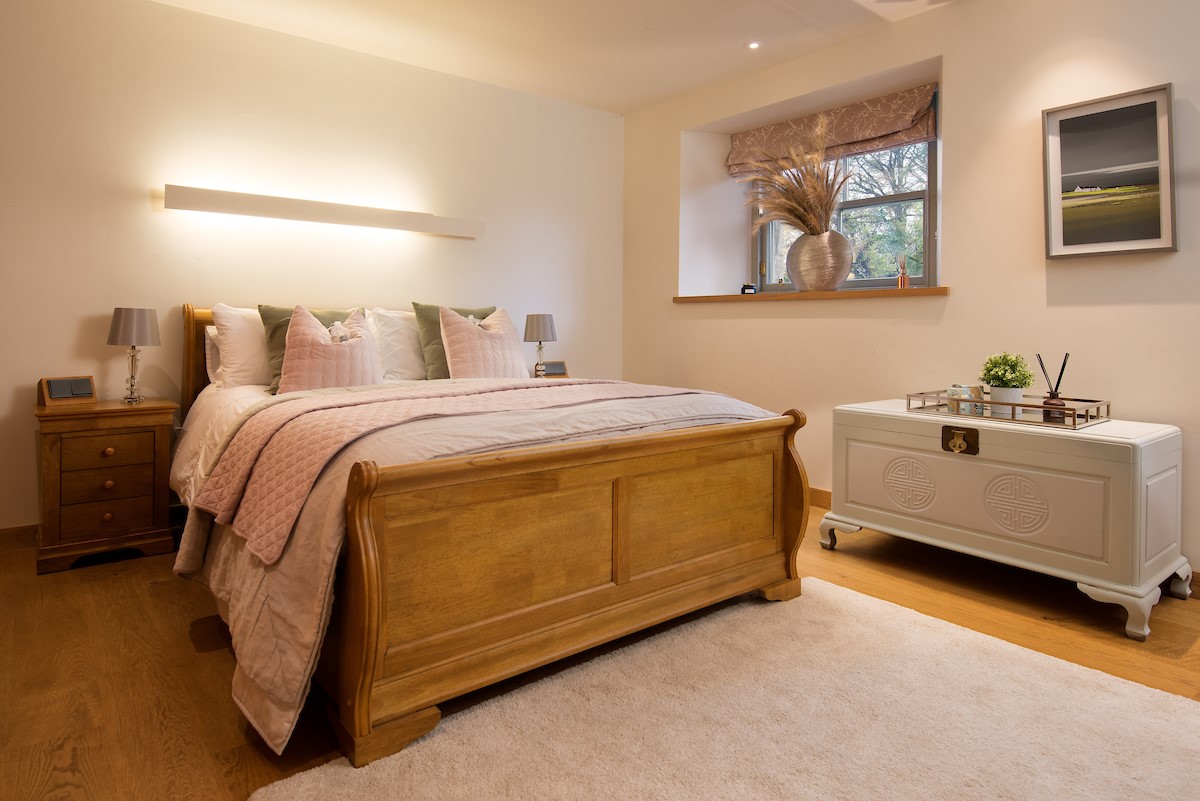 The Stables, Saltcoats Steading - beautiful super king size sleigh bed in bedroom three