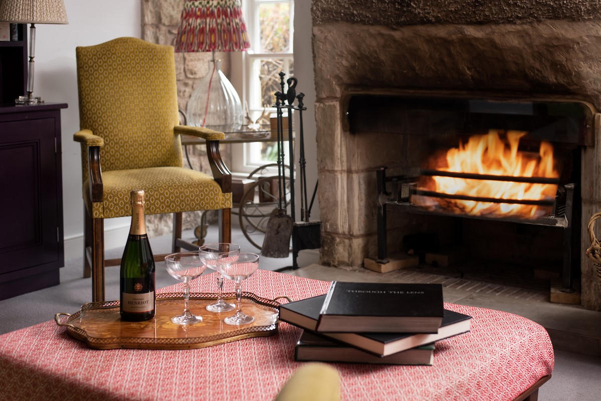 Old Purves Hall - enjoy and glass of fizz and a good book in front of the cosy open fire