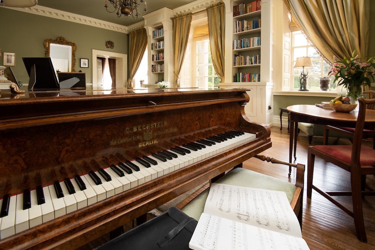 Eslington East Wing - grand piano in the drawing room
