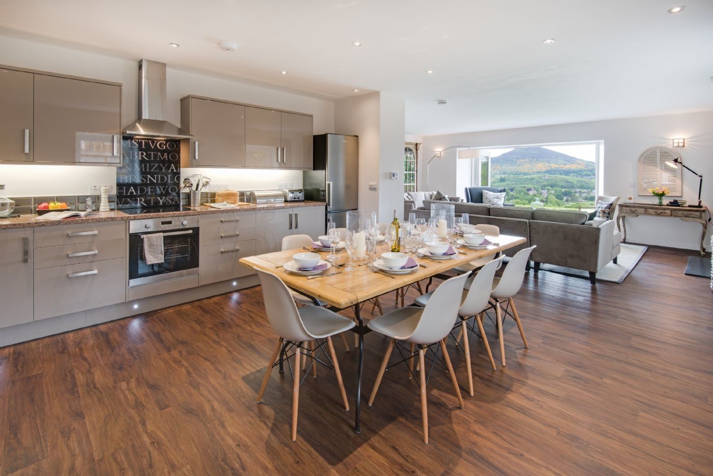 Granary - contemporary kitchen and dining area with seating for eight guests