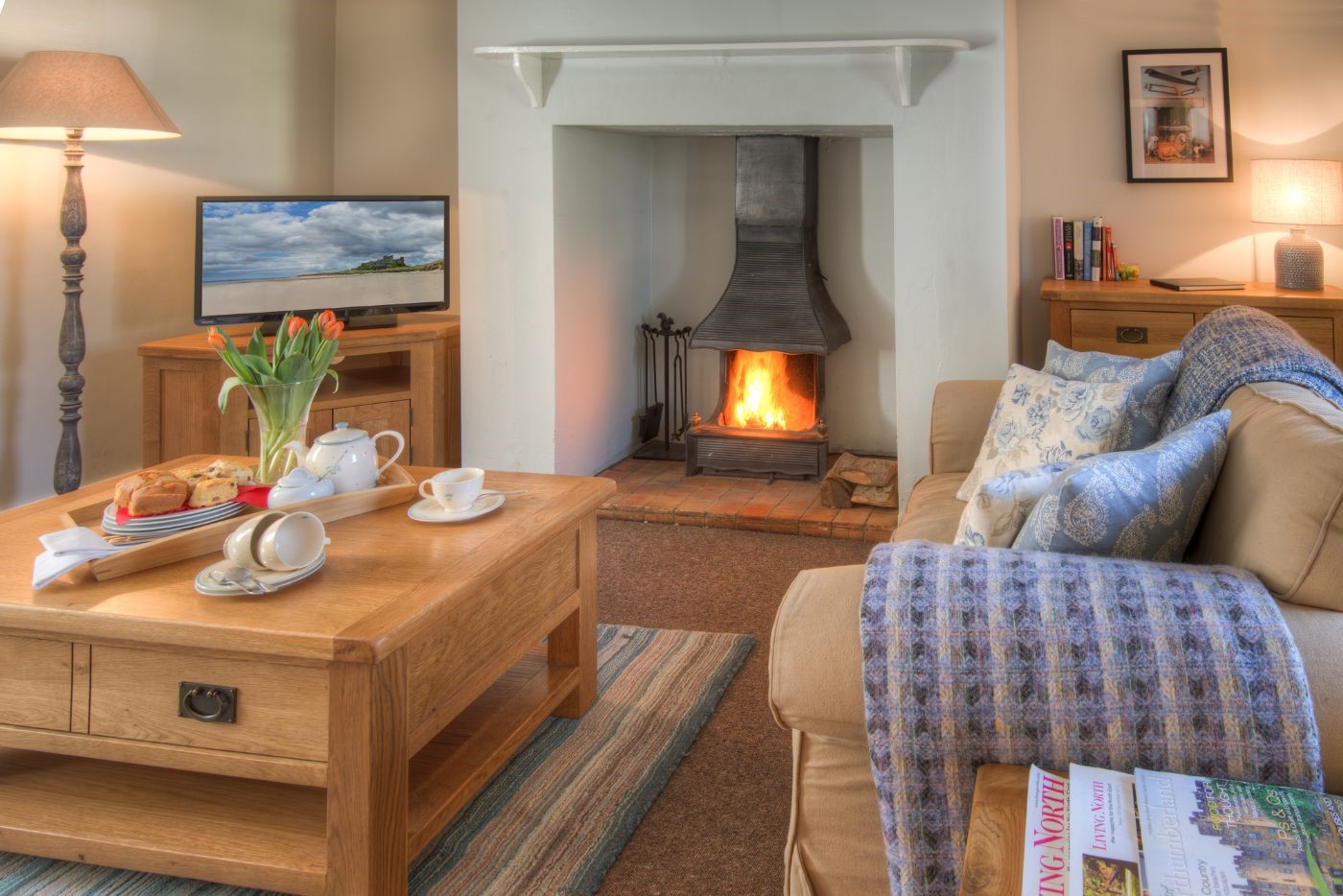Grove House - sitting room with cosy log burner (updated photography coming soon)