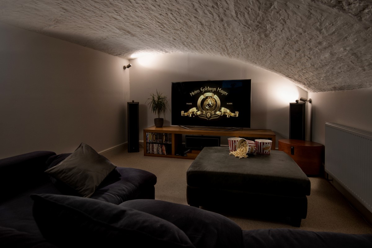Number One Clayport Street - basement level cinema room with large TV