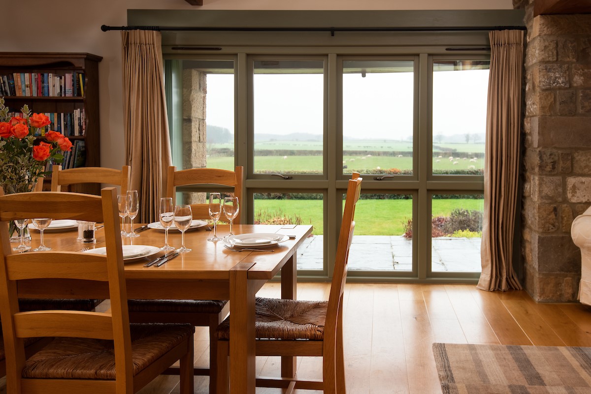 East Lodge - the spacious dining area has lovely views to the surrounding countryside