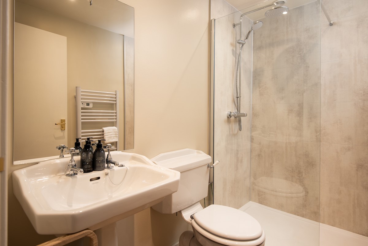 Daffodil Cottage - en suite shower room with walk-in shower, WC and basin