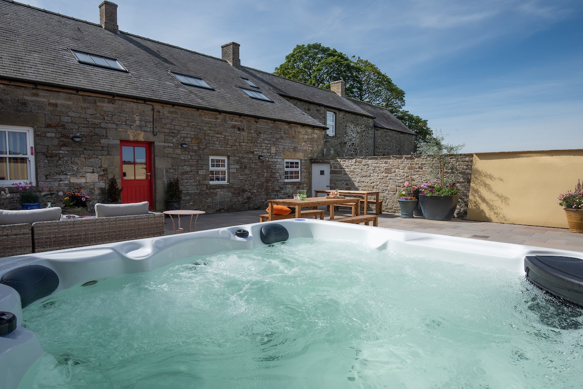 Fell End - hot tub situated in the rear courtyard