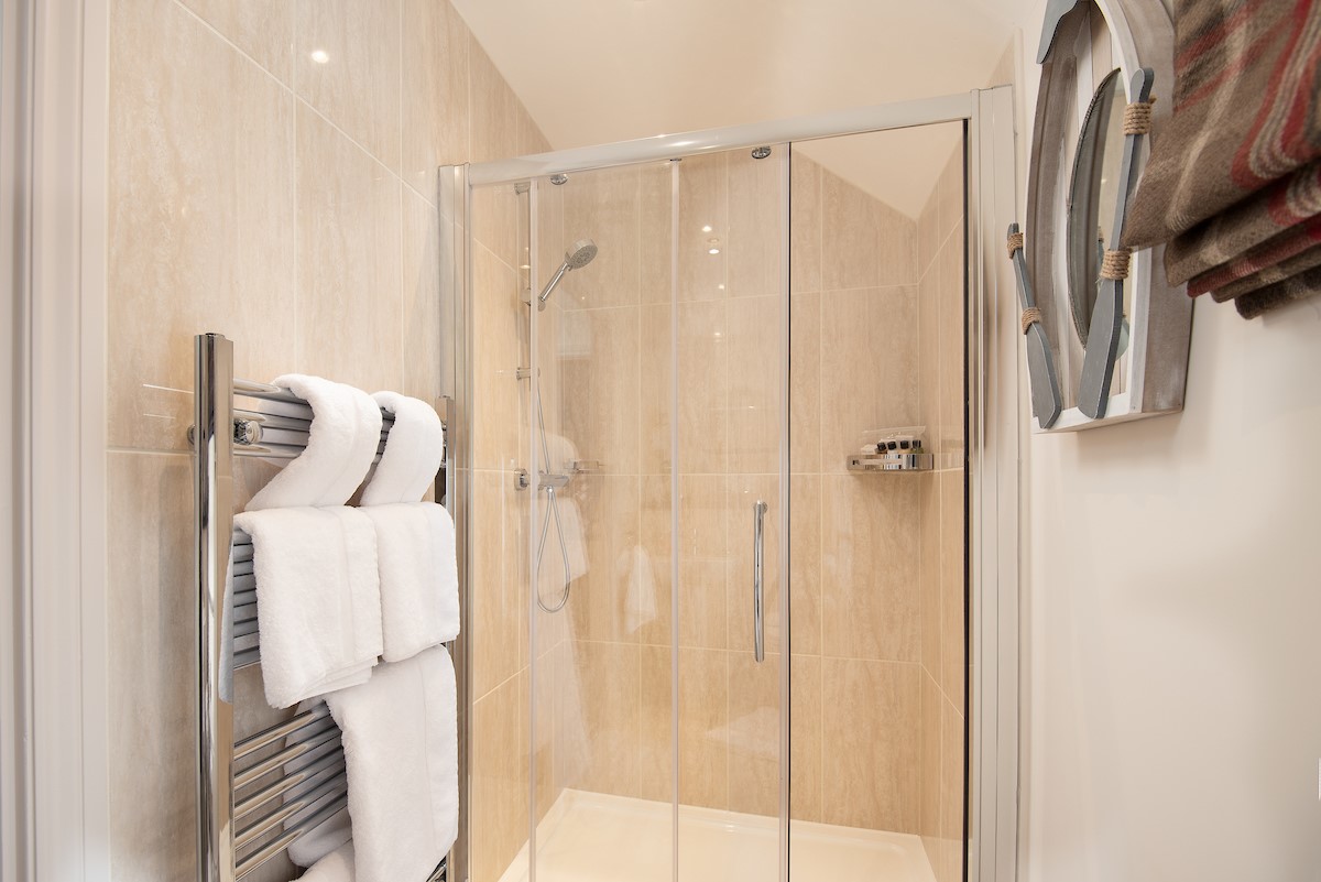 Eildon View - bathroom two with large walk-in shower and heated towel rail