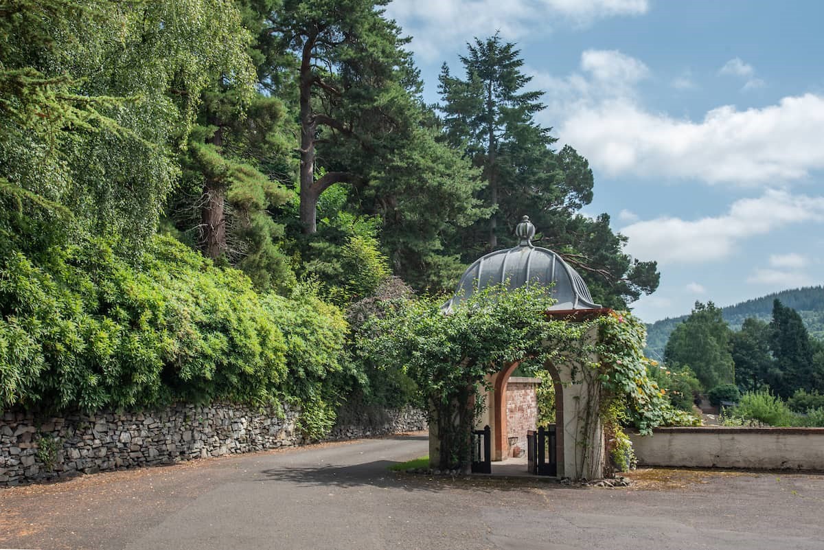 Fairnilee House - entrance into the walled garden extending to approximately two acres