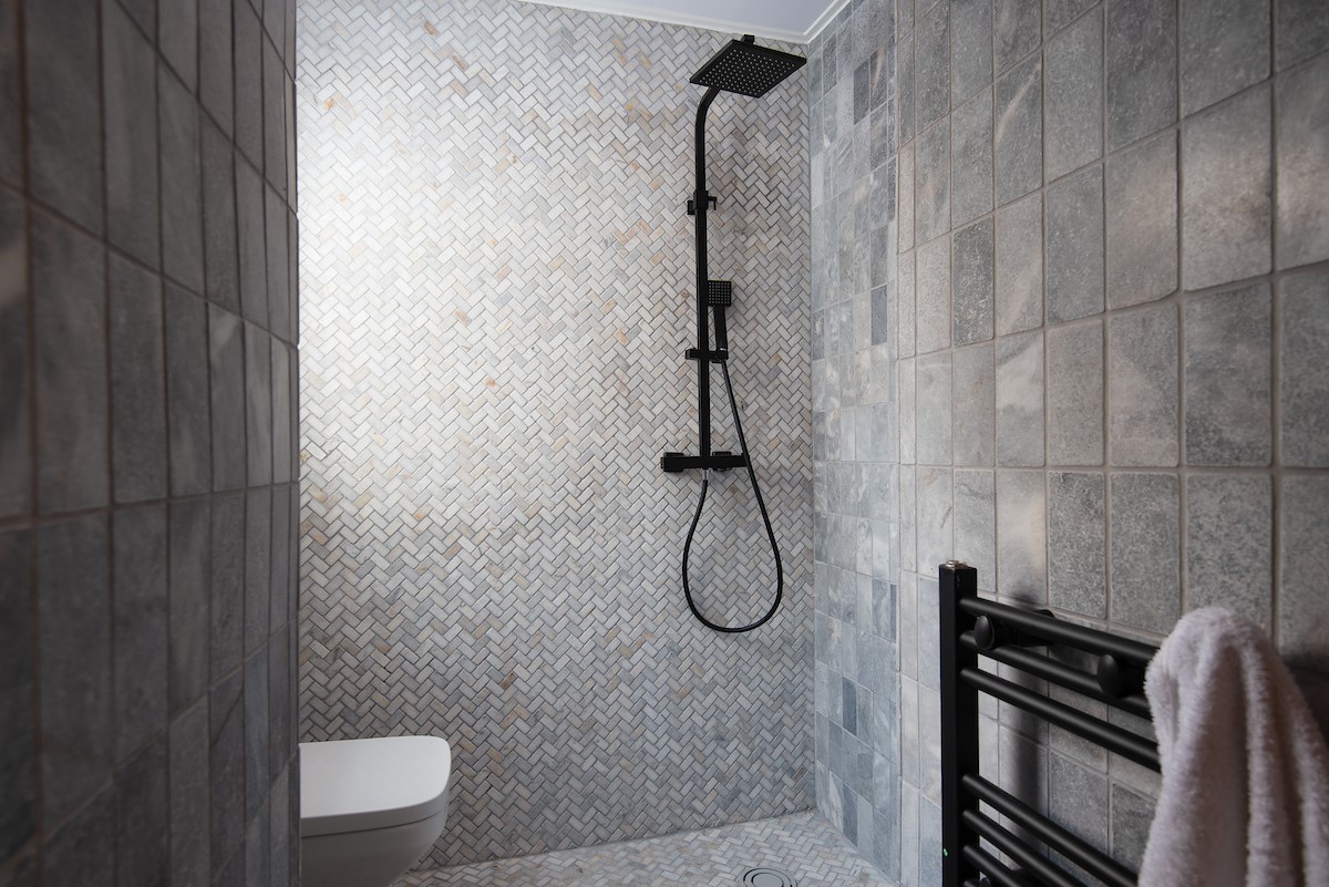 East Lodge Home Farm - en-suite shower room with rainforest head shower and separate mixer, WC and basin