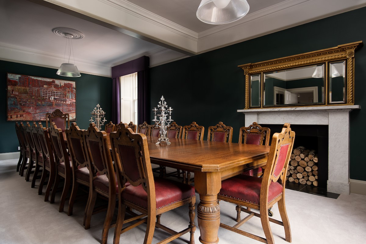 Papple Steading - Papple Farmhouse - impressive dining room seating up to 22 guests around the Edwardian table