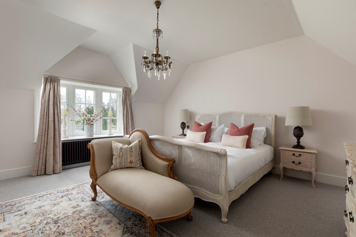 Gardener's Cottage, Twizell Estate - bedroom three with super king size bed and chaise longue