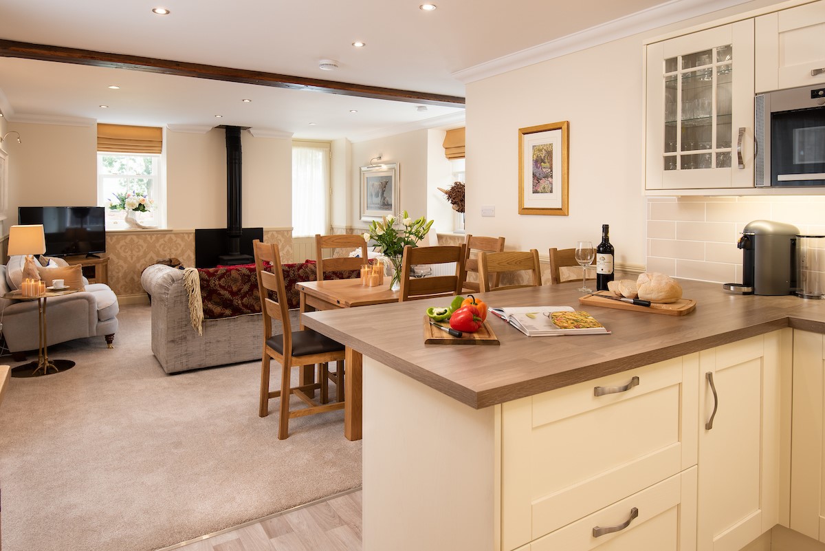 Dryburgh Steading One - open-plan kitchen and living area