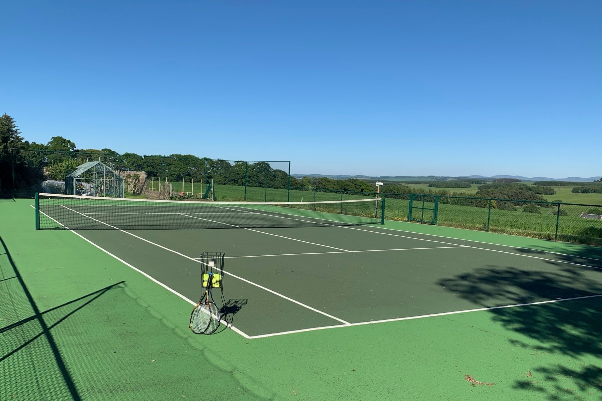 Pirnie Cottage - the owners tennis court with wonderful views - guests are welcome to use this on request