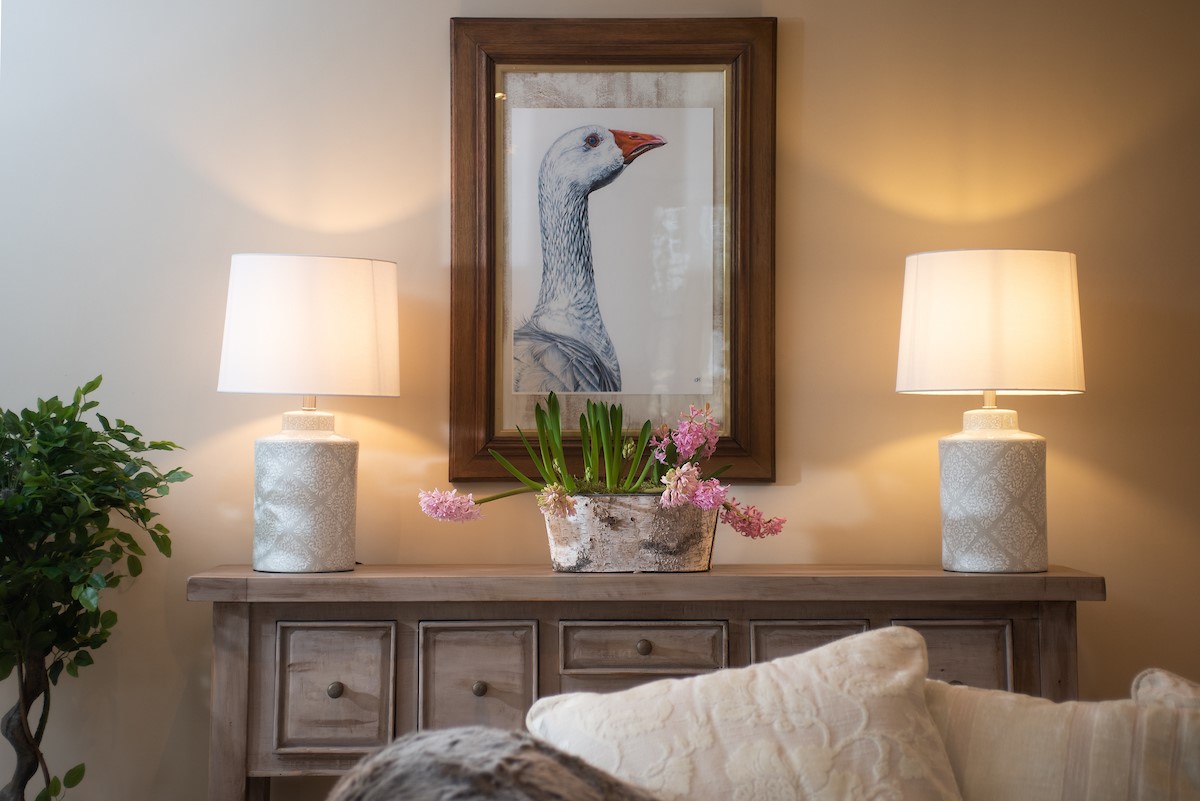 Goose Cottage - a nod to the cottage's charming name prominently displayed in the sitting room