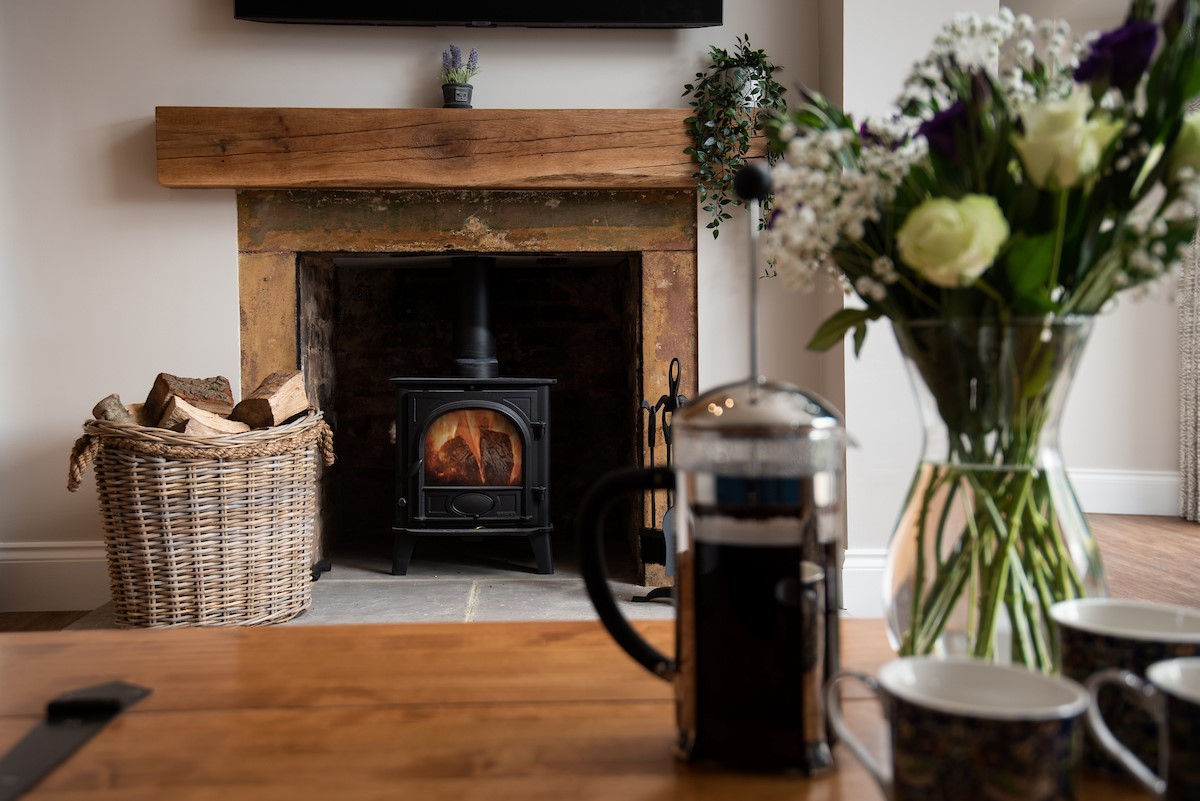 Mill Cottage, Brockmill Farm - relax with a coffee in front of the cosy log burner in the sitting room