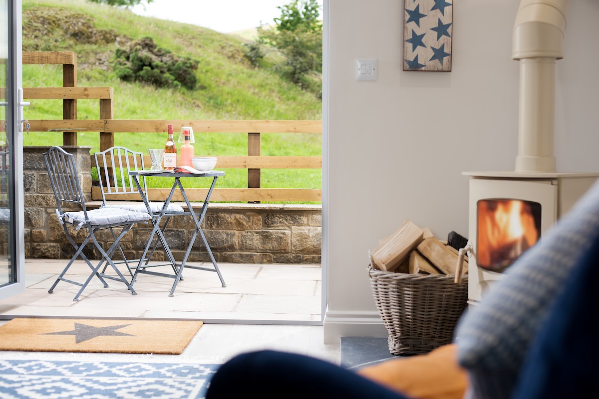 Lucy - the cosy wood burning stove in the lounge