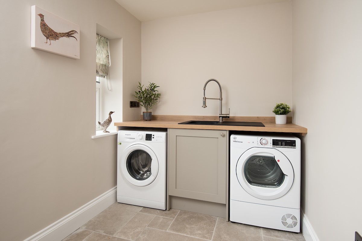 Mill Cottage, Brockmill Farm - utility/boot room with washing machine, tumble dryer and full size sink