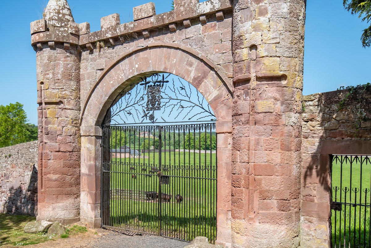 The Bothy at Dryburgh - catch a glimpse of the Bothy through the wrought iron gates