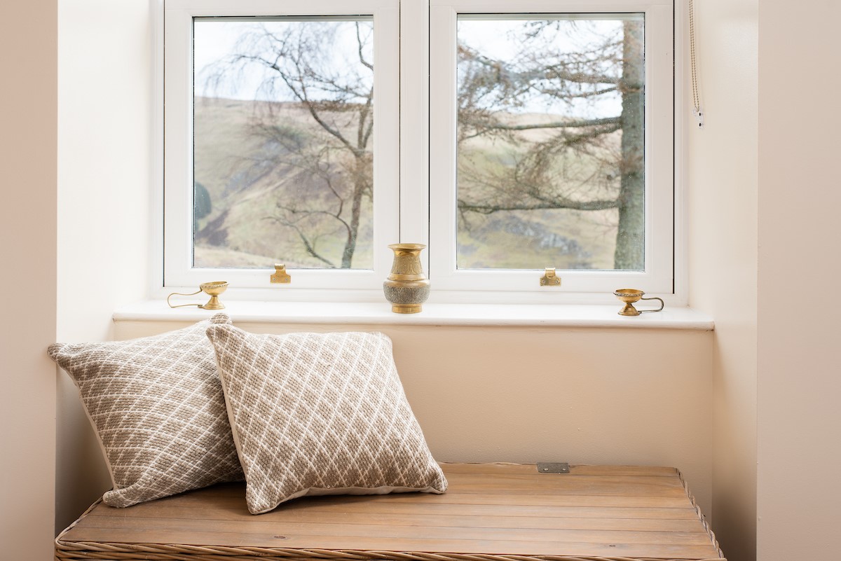 The School House - charming window seat in bedroom one with wonderful views of the Upper Coquet Valley