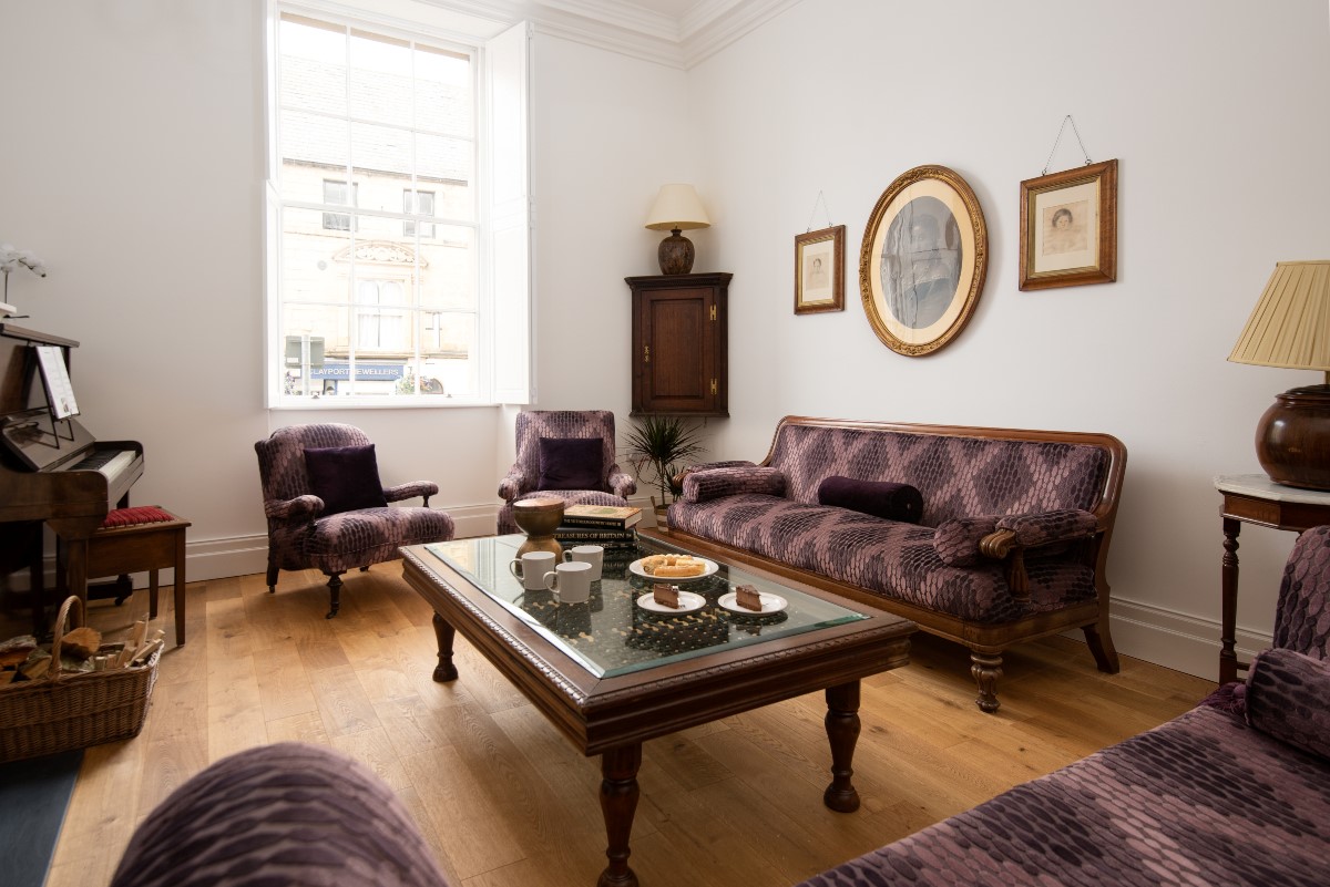 Number One Clayport Street - drawing room with piano and ample seating