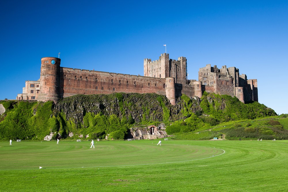 The Clock Tower at Bamburgh Bamburgh Castle - cricket pitch and castle