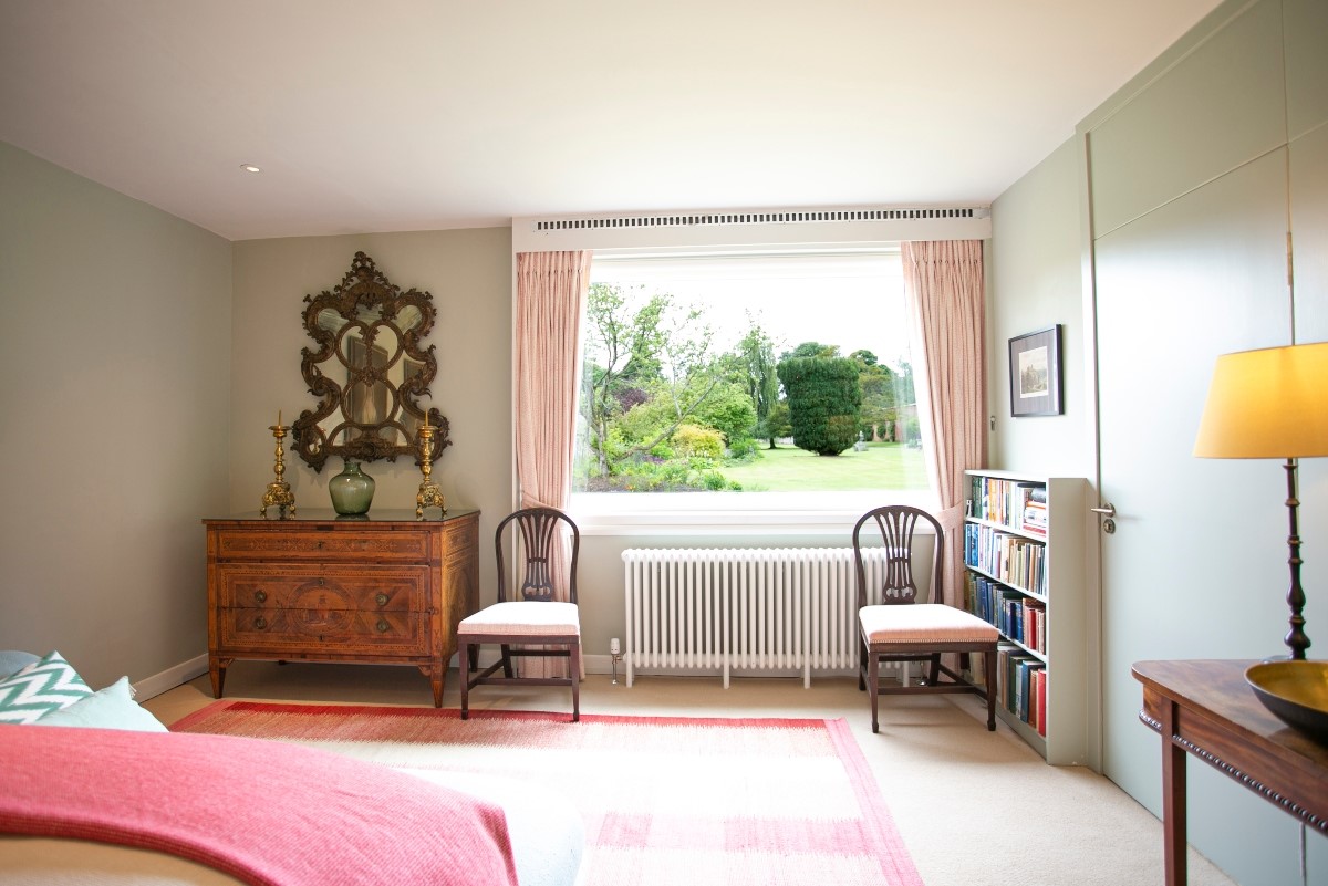 Leuchie Walled Garden - bedroom four with garden views