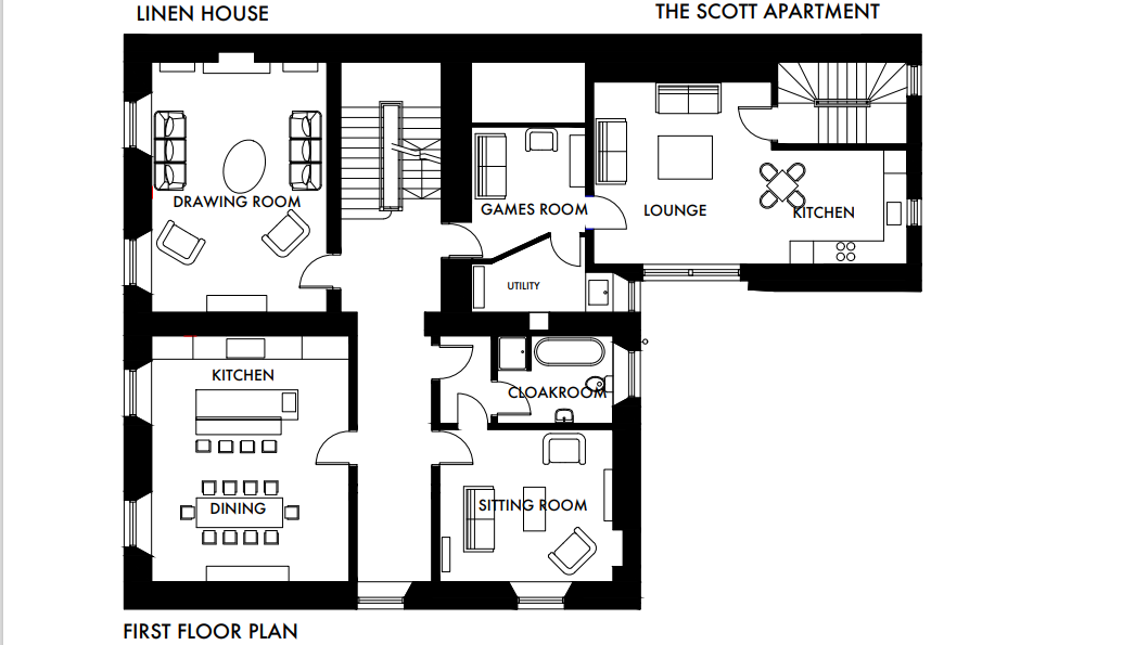 Linen House & The Scott Apartment - first floor plan