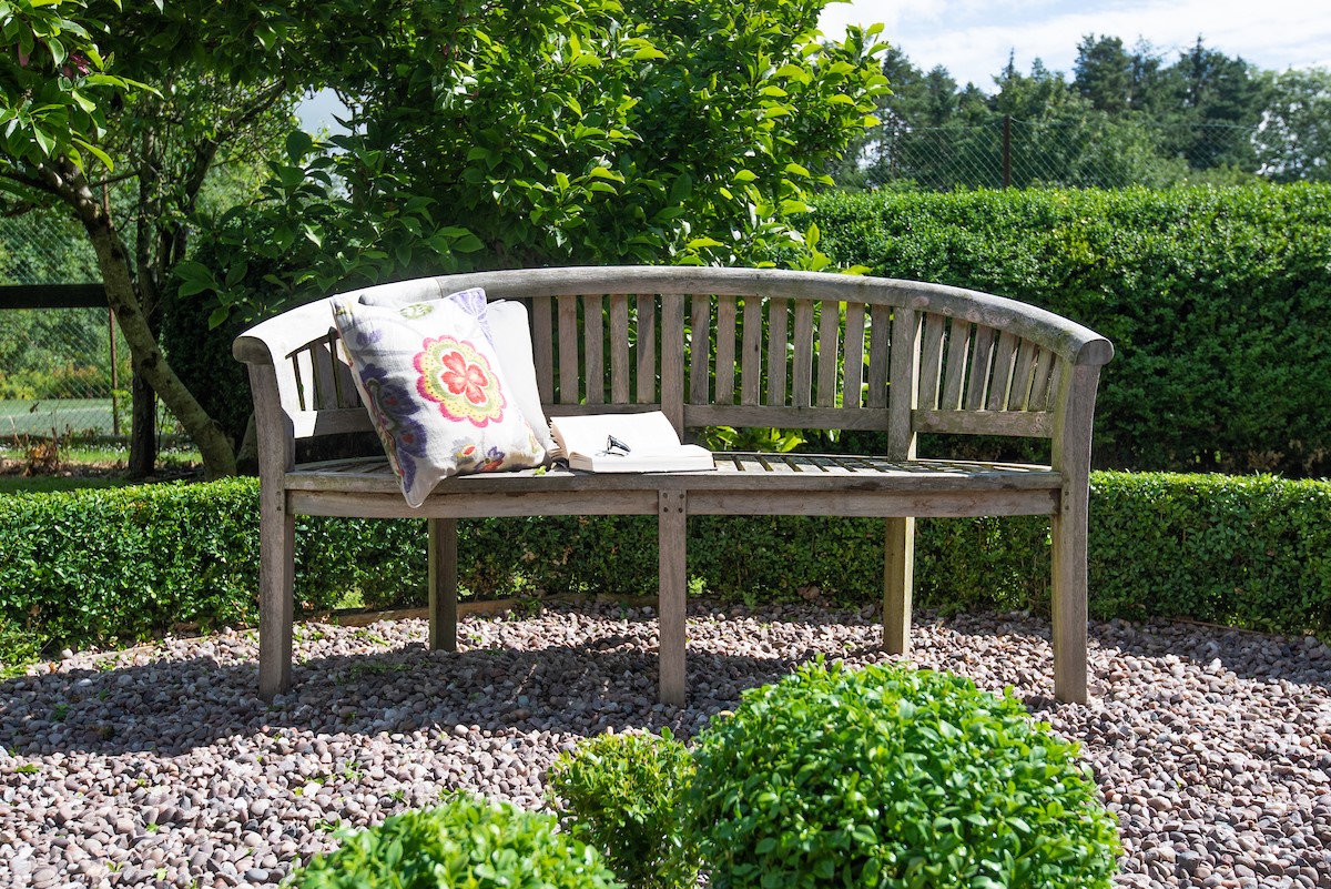 Old Purves Hall - bench seat for guest to enjoy the garden