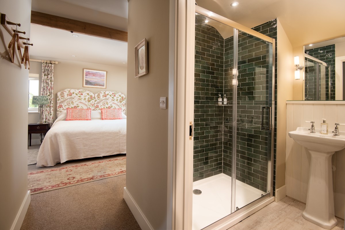 Brunton Granary - en-suite shower room with large walk-in shower, WC, and basin