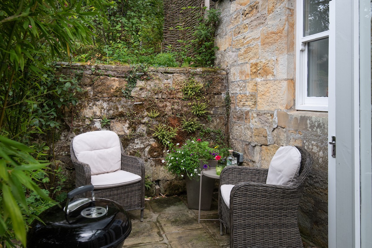 Priory Cottage - comfortable outdoor seating and barbeque