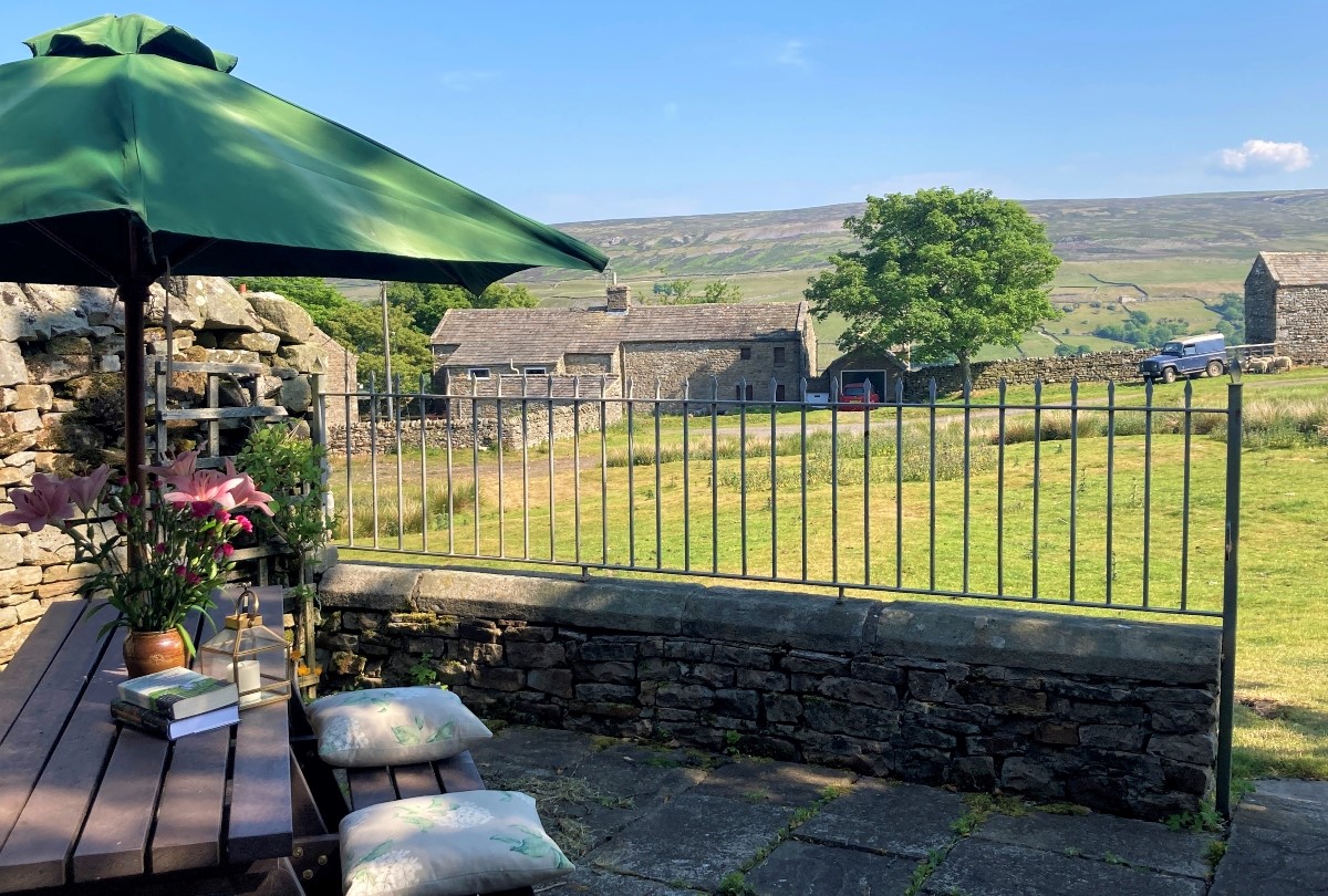 Heatherdene - the stone terrace; an ideal spot for a morning coffee