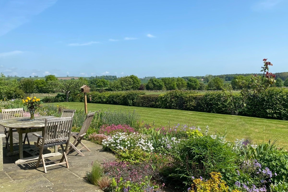 East Lodge - the expansive south facing terrace with uninterrupted countryside views