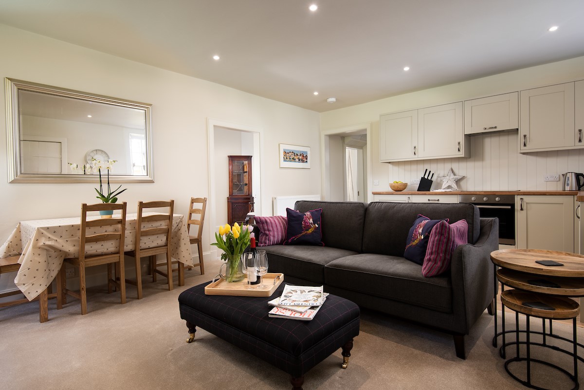 Cairnbank House - the lower ground floor annexe apartment with open plan living, dining and kitchen space