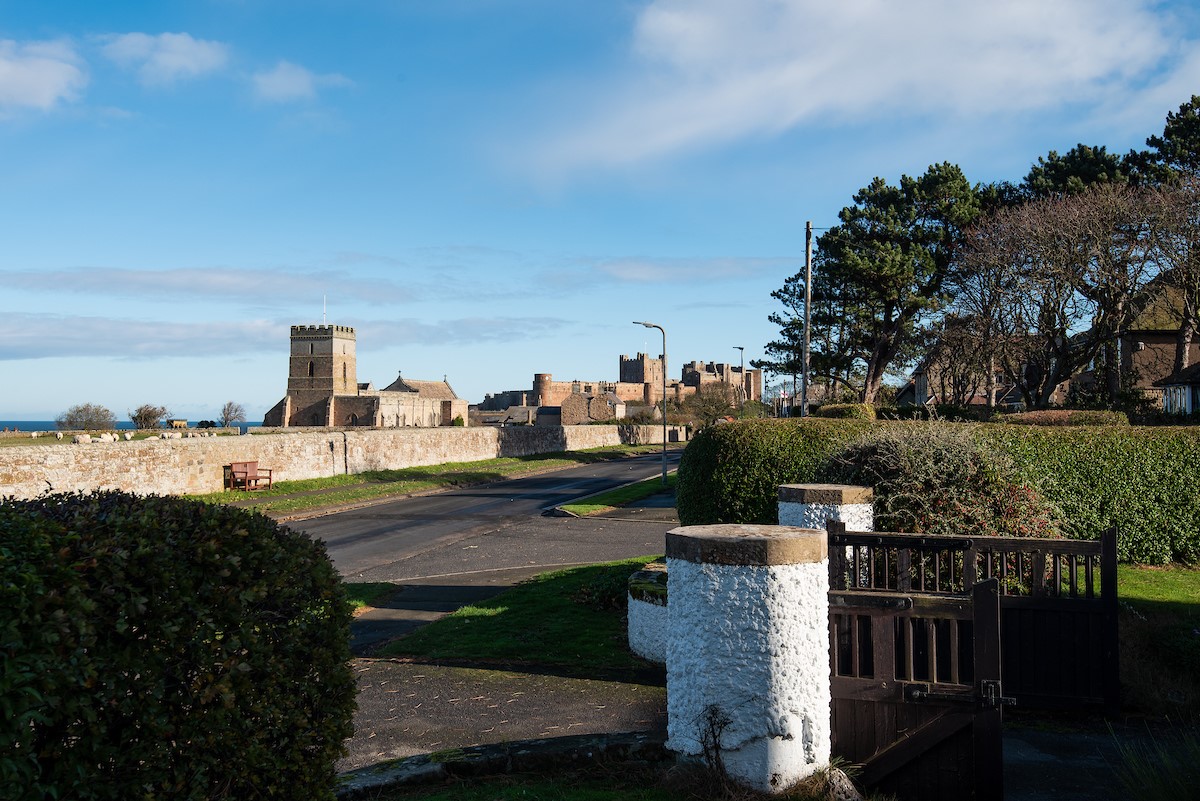 Captain's Landing - entrance gates to the property, sitting on the outskirts of Bamburgh Village