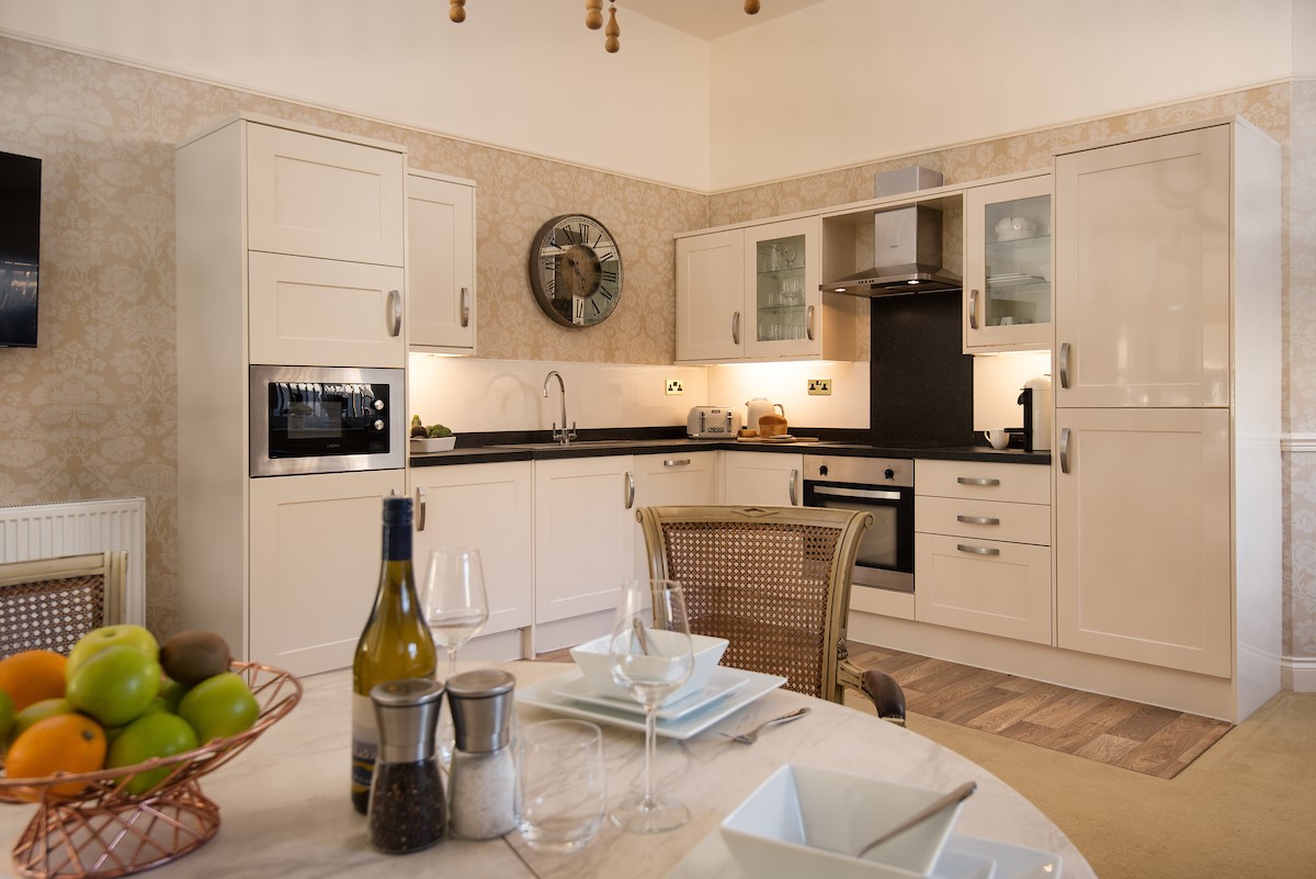 The Bothy at Dryburgh - the kitchen with dining space for four guests