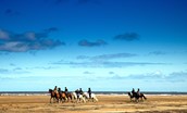 Beach riding on the wide open sands of Holy Island, Northumberland
