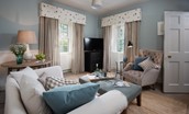 West Lodge - living room in restful Farrow & Ball
