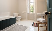 Cloister House - family bathroom with bath, WC and basin