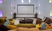 Walltown Byre - entertainment barn with large cinema screen and mood lighting