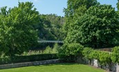 Dryburgh Farmhouse - views of the Dryburgh Suspension Bridge and river tweed from the large lawned garden