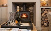 Barley Hill Cottage - enjoy a glass of fizz by the wood burning stove