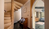 Poppy House - the impressive stone spiral staircase leads up to the master bedroom