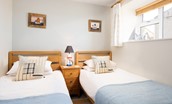 Farne View - twin beds in bedroom two