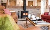 Boundary Bank - the wood burning stove in the open-plan living and kitchen area