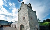 Aikwood Tower with Scotland flag